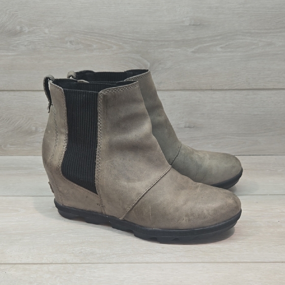 Sorel Women Ankle Hidden Wedge Leather Boots Shoes Sz 11 - Picture 1 of 12